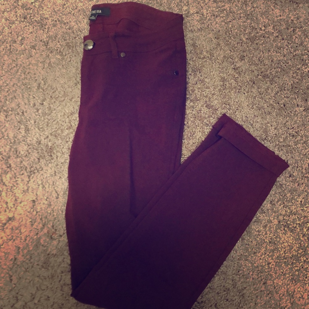 Burgundy Skinny Pants